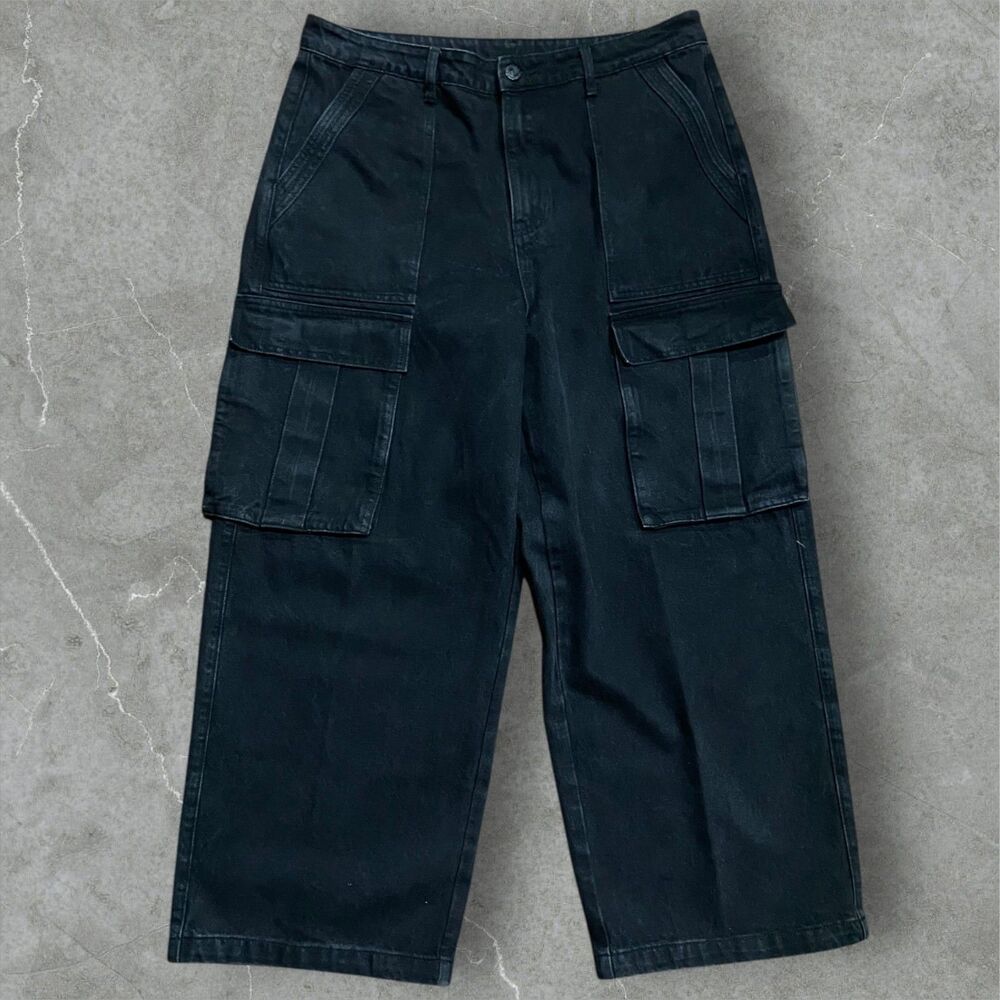 Stacy Adams Vintage Relaxed Baggy Skater Cargo Denim Black Jeans Men's 40 x 30